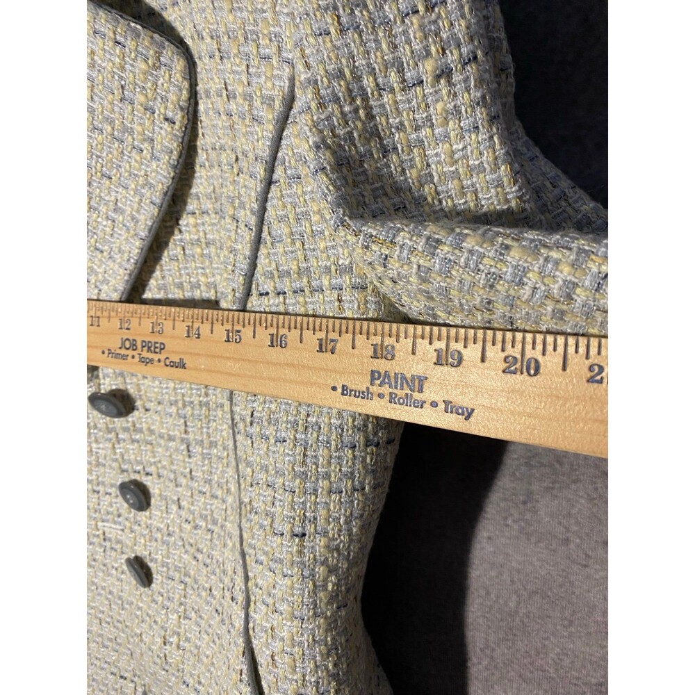 Tahari Arthur S Levine Tweed Blazer Jacket Size 4 Yellow Gray Plaid Piping - Picture 9 of 11